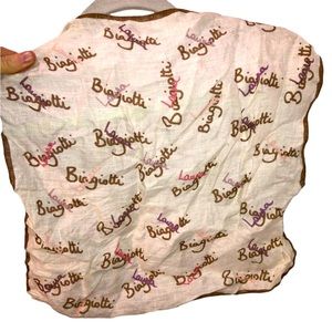 Laura Biagiotti LINEN signature logo print hndkercheif scarf ADORABLE ch…